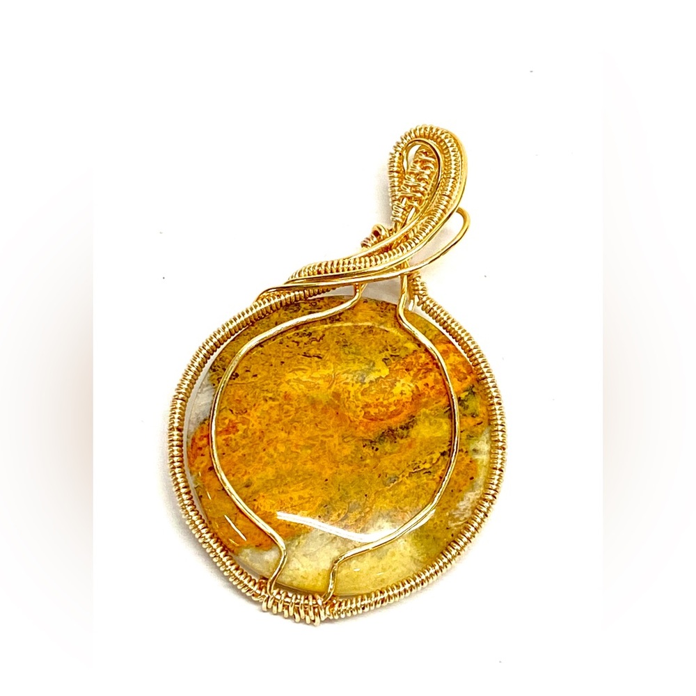 HANDMADE Bumblebee Jasper Cabochon Hand Wrapped Pendant, Artisan Jewelry Gift